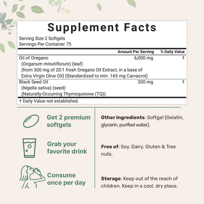 Oil Of Oregano With Black Seed Oil Softgels